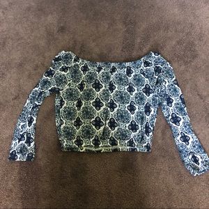 cropped off the shoulder long sleeved shirt